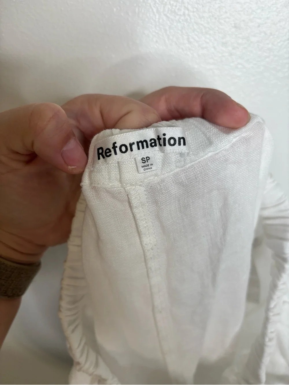 Reformation Olina Linen Short Pant Small Petite White